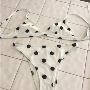 Solid and striped polka dot bikini